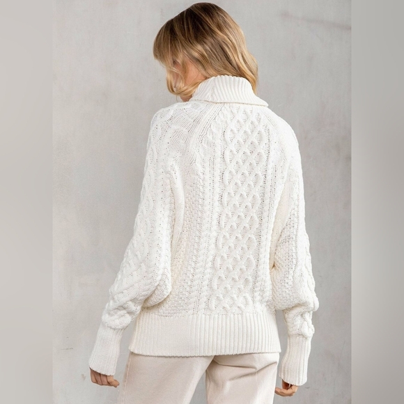 Love Stitch Dolman Sleeve Cable knit Sweater In Cream - Picture 4 of 8